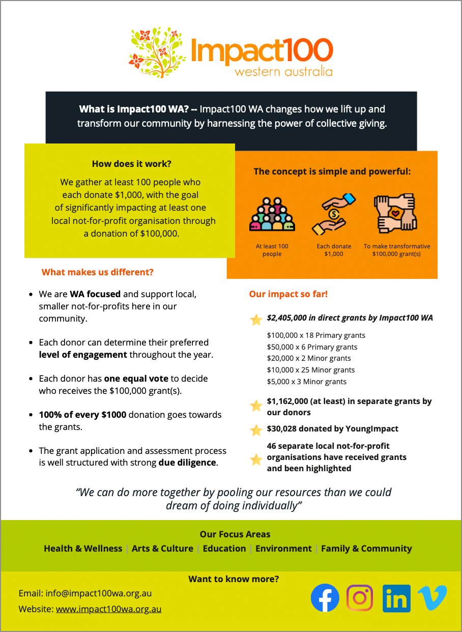 Impact100WA Summary Sheet 1 Page